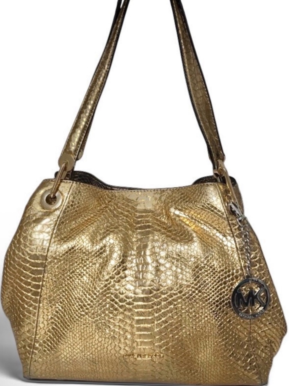 Michael Kors Raven metallic Croc-Embossed Shoulder Bag
